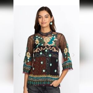 Johnny Was Renley Mesh Blouse Sz Xs
